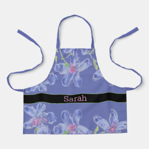 Tablier Artsy Blue Floral Tout-En-Plan d'impression