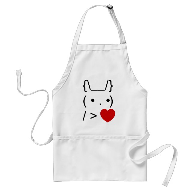 Tablier ASCII Text Art Bunny Rabbit Donner le coeur (Devant)