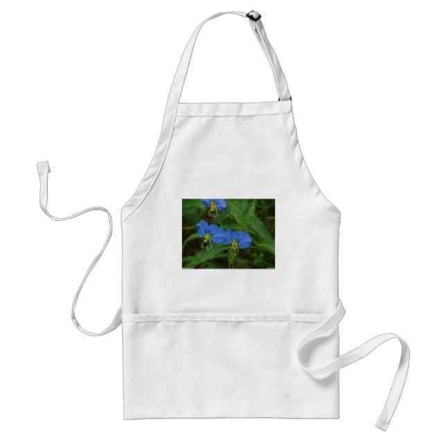 Tablier Asiatique Dayflower Bleu Fleur sauvage Vêtements e (Devant)
