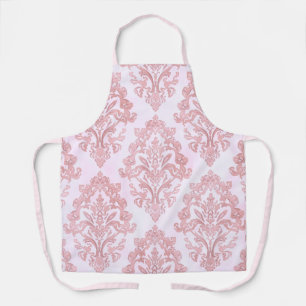 Tablier Assez en rose motif damassé victorien à l'aquarell