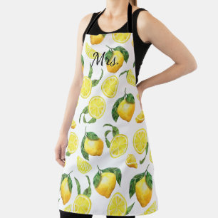 Tablier Assiettes en papier motif citron mignon Mme
