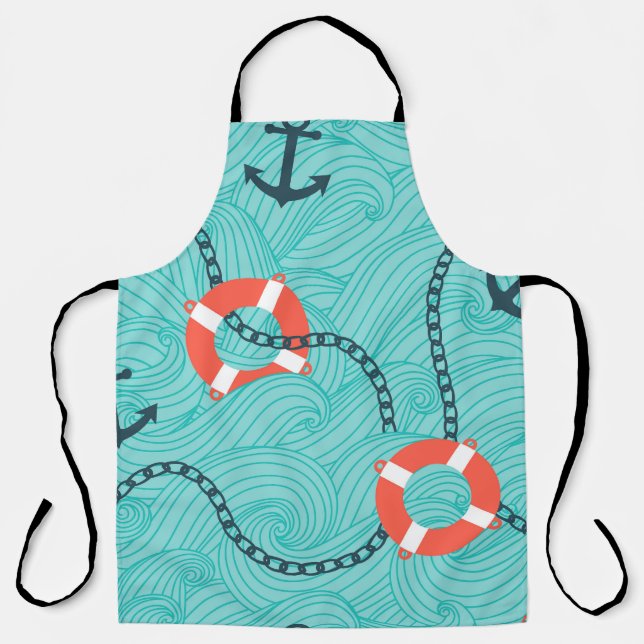 Tablier Attributs nautiques Motif libre sans couture (Recto)