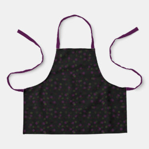 Tablier aubergine, violet foncé, olive et pois noirs