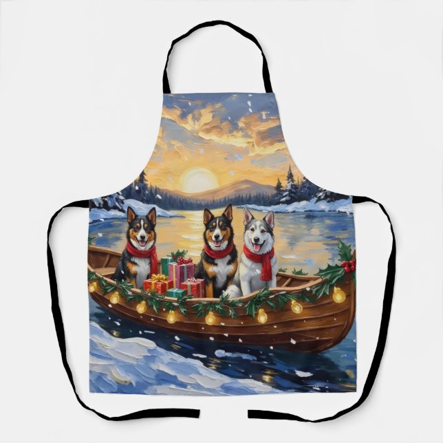 Tablier Australian Cattle Dog Christmas Boat Holiday (Recto)