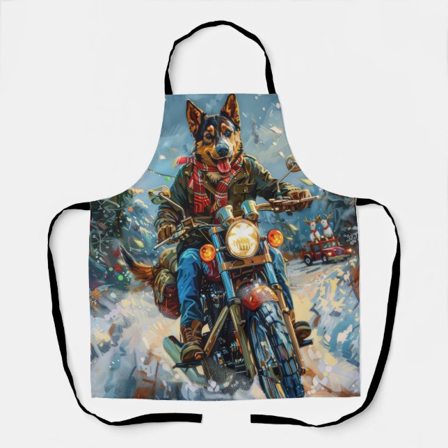 Tablier Australian Kelpie Chien équitation moto Noël (Recto)