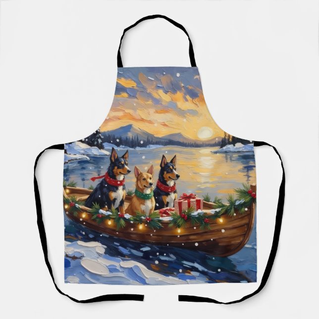 Tablier Australian Kelpie Christmas Boat Holiday (Recto)