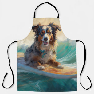 Tablier Australian Shepherd Beach Surfing Peinture