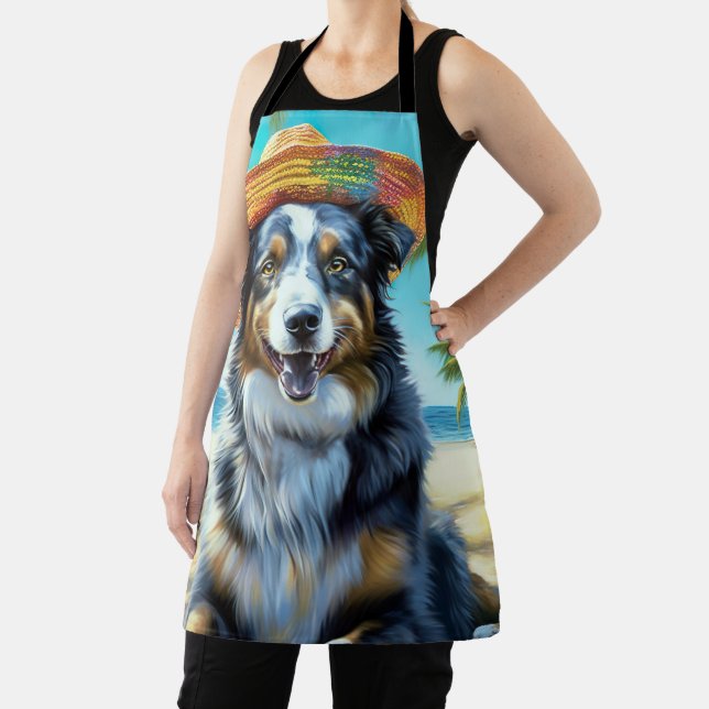 Tablier Australian Shepherd On Beach amoureux des chiens c (Insitu)