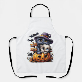 Tablier Autocollant de chat Halloween mignon � Chapeau de
