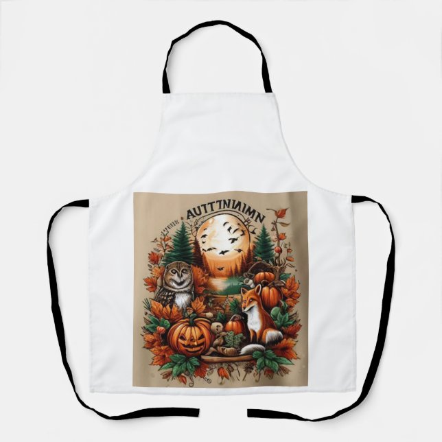 Tablier Automne Animaux et Citrouilles (Recto)