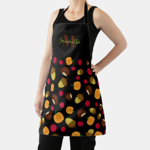Tablier Automne Citrouille Berries Motif Monogramme Nom No