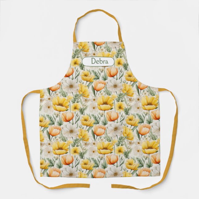 Tablier Automne dans les fleurs du printemps - customisé (Recto)