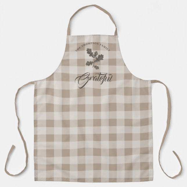 Tablier Automne Gratitude Folio Taupe Plaid (Recto)