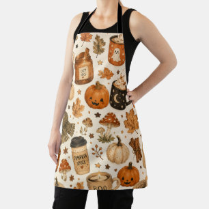Tablier Automne Halloween Citrouille Épices Champignons Co