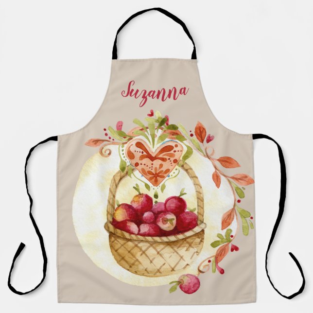 Tablier Automne Panier de pomme Conception Cuisine personn (Recto)