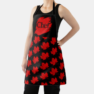 Tablier Automne Rouge Feuille Tout-En-Tout Imprimer Chef A