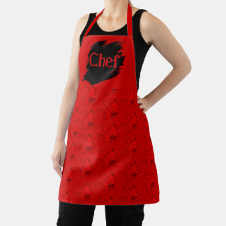 Tablier Automne Rouge Feuille Tout-En-Tout Imprimer Chef A