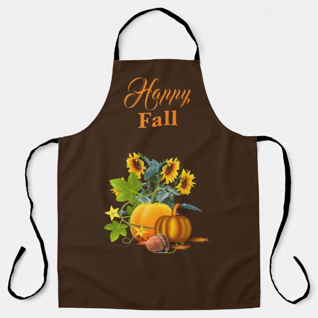 Tablier Automne saison avec Citrouille et tournesols Brown (Recto)