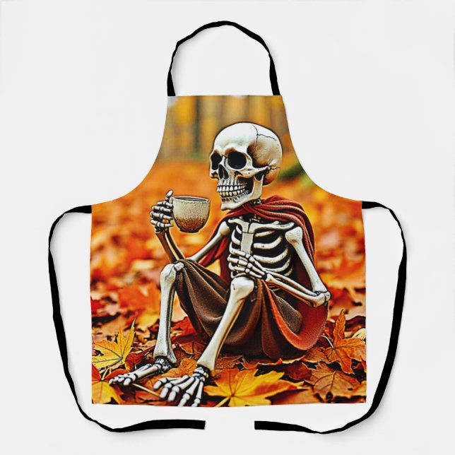 Tablier Automne Skeleton Café Break Design (Recto)