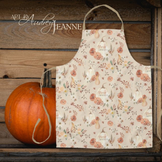 Tablier Automne Thanksgiving BOHO Floral Citrouilles (Créateur téléchargé)