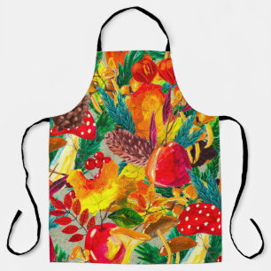 Tablier Autumn watercolor seamless pattern with leaves mus