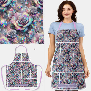 Tablier aux Roses Iridescentes Féminines et Goutte