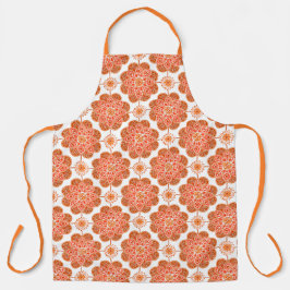 Tablier avec médaillons rouge et orange