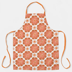 Tablier avec médaillons rouge et orange