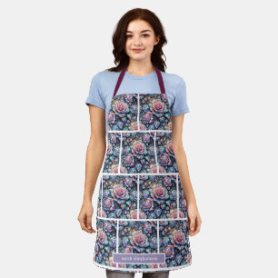 Tablier avec roses iridescentes et gouttes de pail