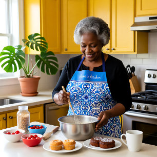 Tablier Avec texte 💙 🤍 Beau Azulejos Méditerranéen