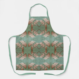 Tablier avec vert et feuille de Gingko en cuivre