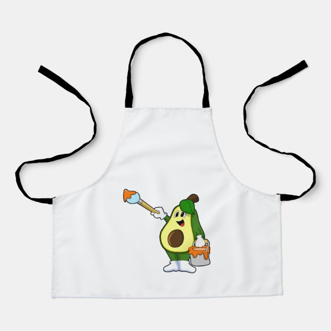 Tablier Avocado en peintre avec pinceau (Recto)