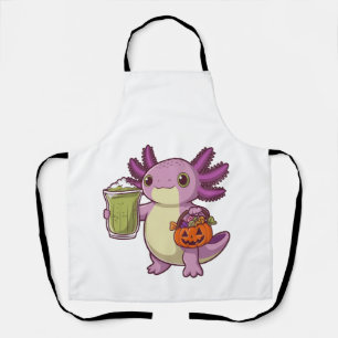 Tablier Axolotl Holding Halloween Panier et Matcha