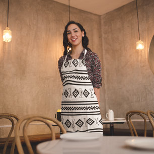 Tablier Aztèque noir et blanc