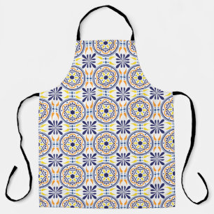 Tablier Azulejos méditerranéen en tuile jaune de la mari