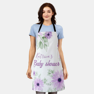 Tablier Baby shower personnalisé de fleurs d'aquarelle vio