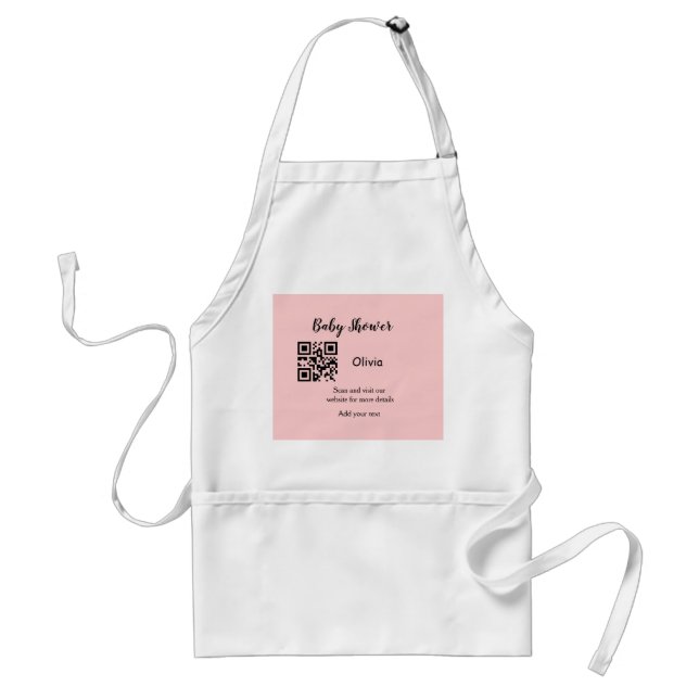 Tablier Baby shower rose simple q r code ajouter le texte  (Devant)
