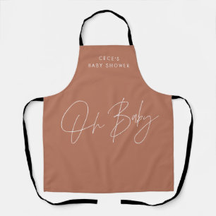 Tablier Baby shower script moderne bold terre cuite élégan