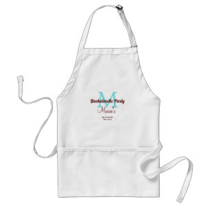 Tablier bachelorette parti monogramme ajouter nom date pla