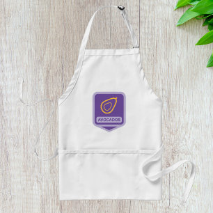 Tablier Badge minimaliste Avocado en violet et or