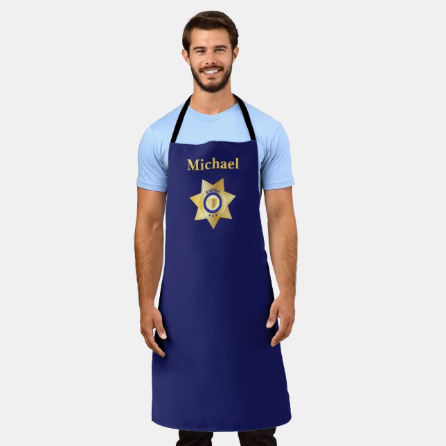 Tablier Badge Sheriff Gold Star personnalisé (Porté)