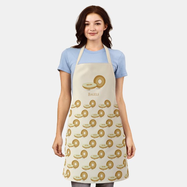 Tablier Bagel souriant Dessin alimentaire au monde Brown (Porté)
