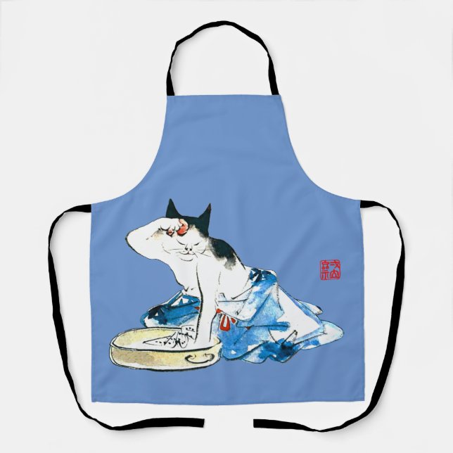 Tablier Bain japonais de chats humoristique II (Recto)