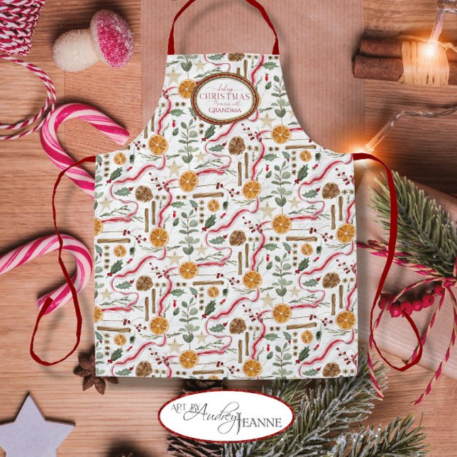 Tablier Baking Christmas Memories avec l'aquarelle de gran (Créateur téléchargé)