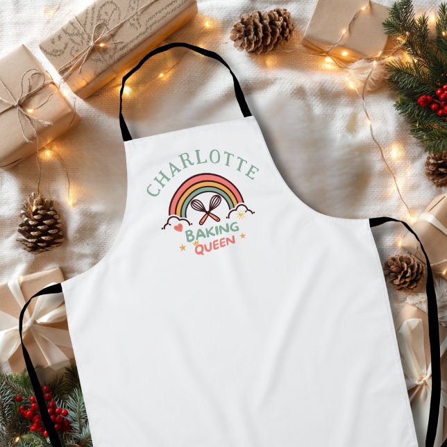 Tablier Baking Queen or King- Rainbow- Custom (Baking Queen or King- Rainbow- Custom Apron)