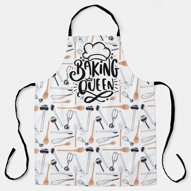 Tablier Baking Queen sur toute l'impression (Recto)