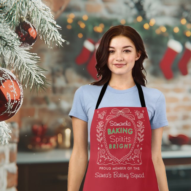 Tablier Baking Spirits Bright Rustic Christmas Baker Gift (Baking Spirits Bright Rustic Christmas Baker Gift Apron)