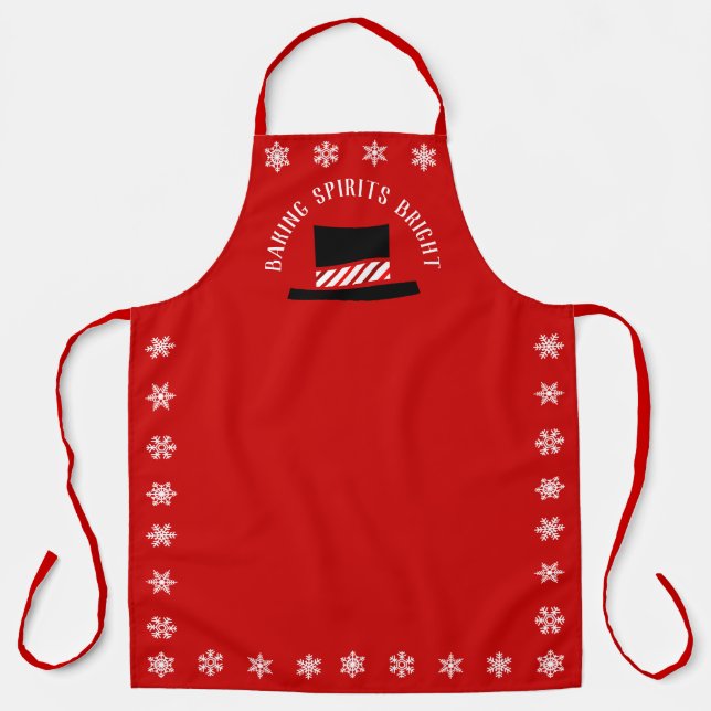 Tablier Baking Spiritueux Bright l Top hat l Snowflakes (Recto)