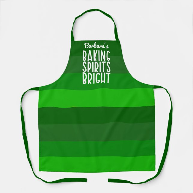 Tablier Baking Spiritueux Vert Clair Vacances Cuisine pers (Recto)