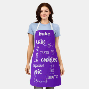Tablier Baking Words Purple Kitchen Apron